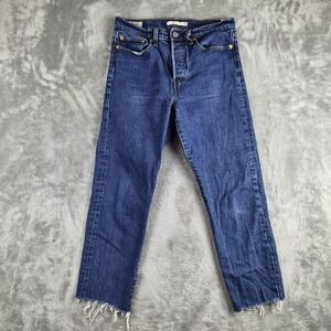 Levis Jeans Womens 29‎ Blue Denim Premium Wedgie Big E Button Fly Raw Hem Modern